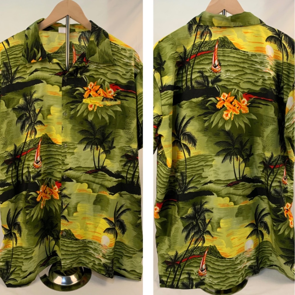 King Kameha Tropical Sunset Men's Button Down Shirt XL